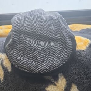 Gray Herringbone Flat Cap